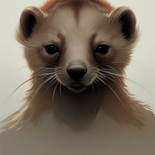 Detailed Weasel Portrait in Art Nouveau Style