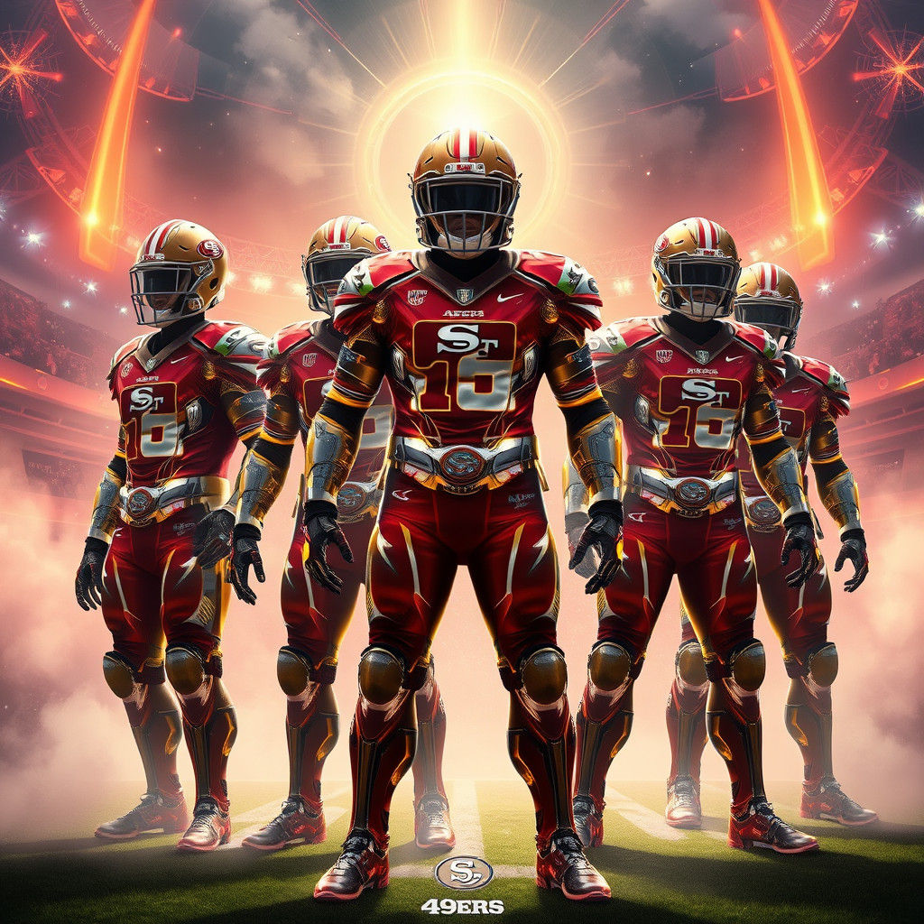 Futuristic 49ers in Mystical Stadium: Fantasy Concept Art