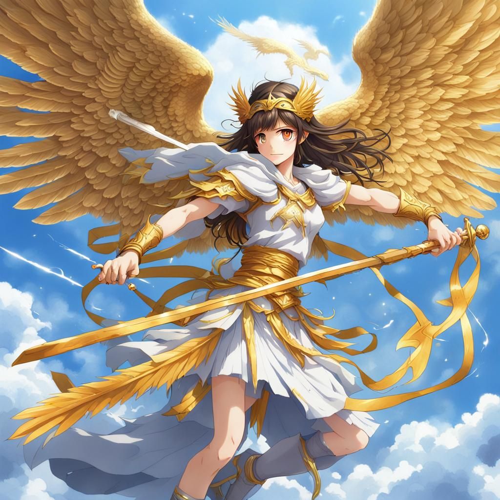 Winged Victory: Nike in Anime-Inspired Art Style