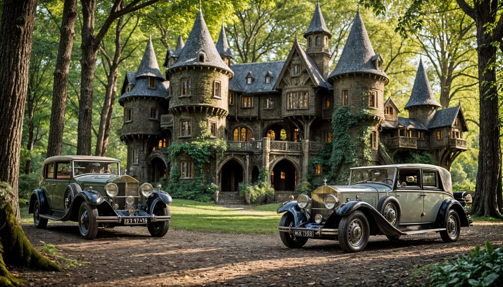 Vintage Rolls Royce Cars in Enchanted Castle Setting