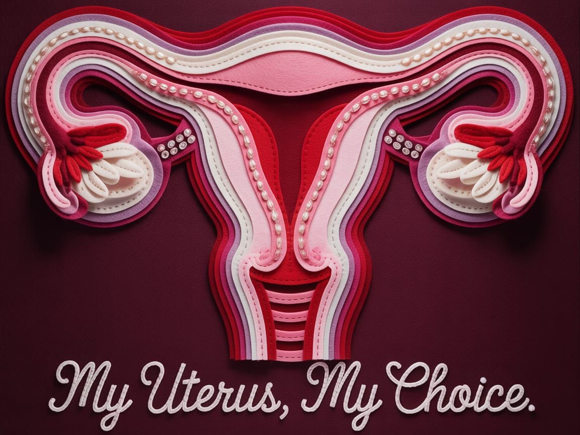 Felt Uterus: Hyperrealistic Artwork in Vibrant Colors