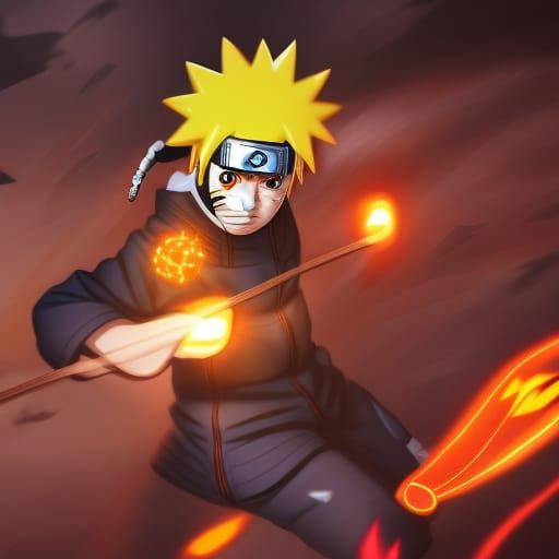 Naruto Running with Shuriken: Detailed Matte Painting