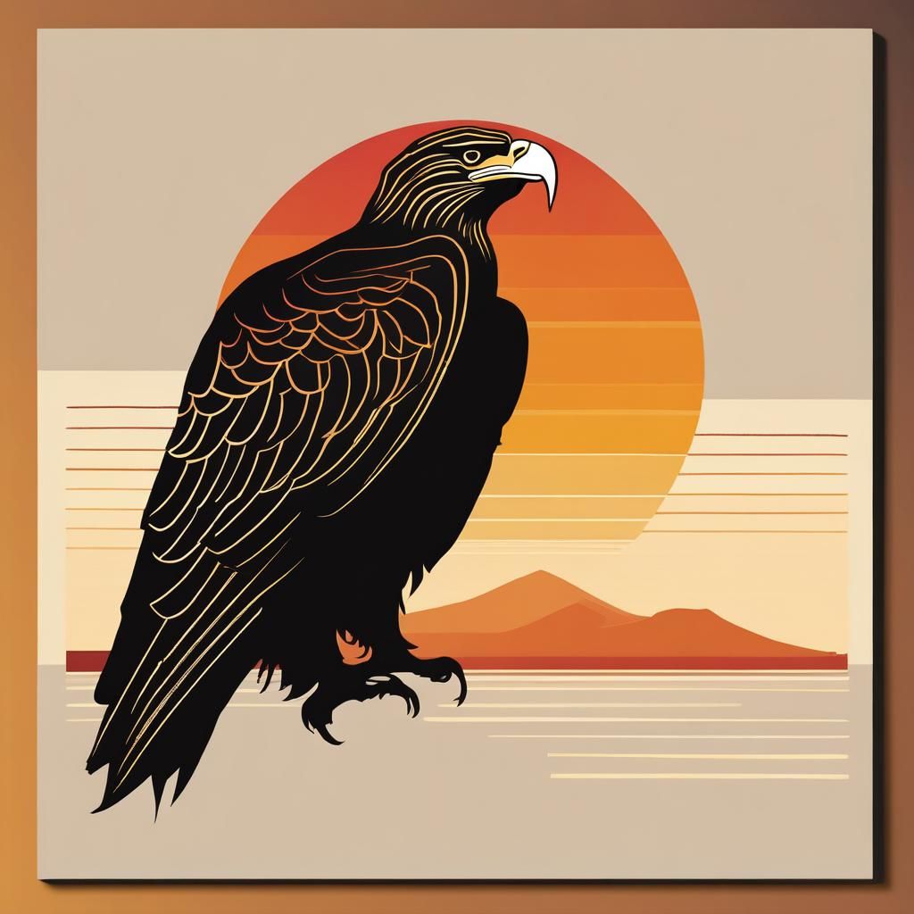 Minimalist Eagle Sunset Pastel Art