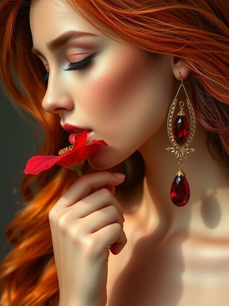 Woman in Whimsical Garden Moment