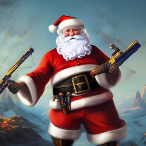 Santa Claus with Rocket Launcher, Fantasy Concept Art