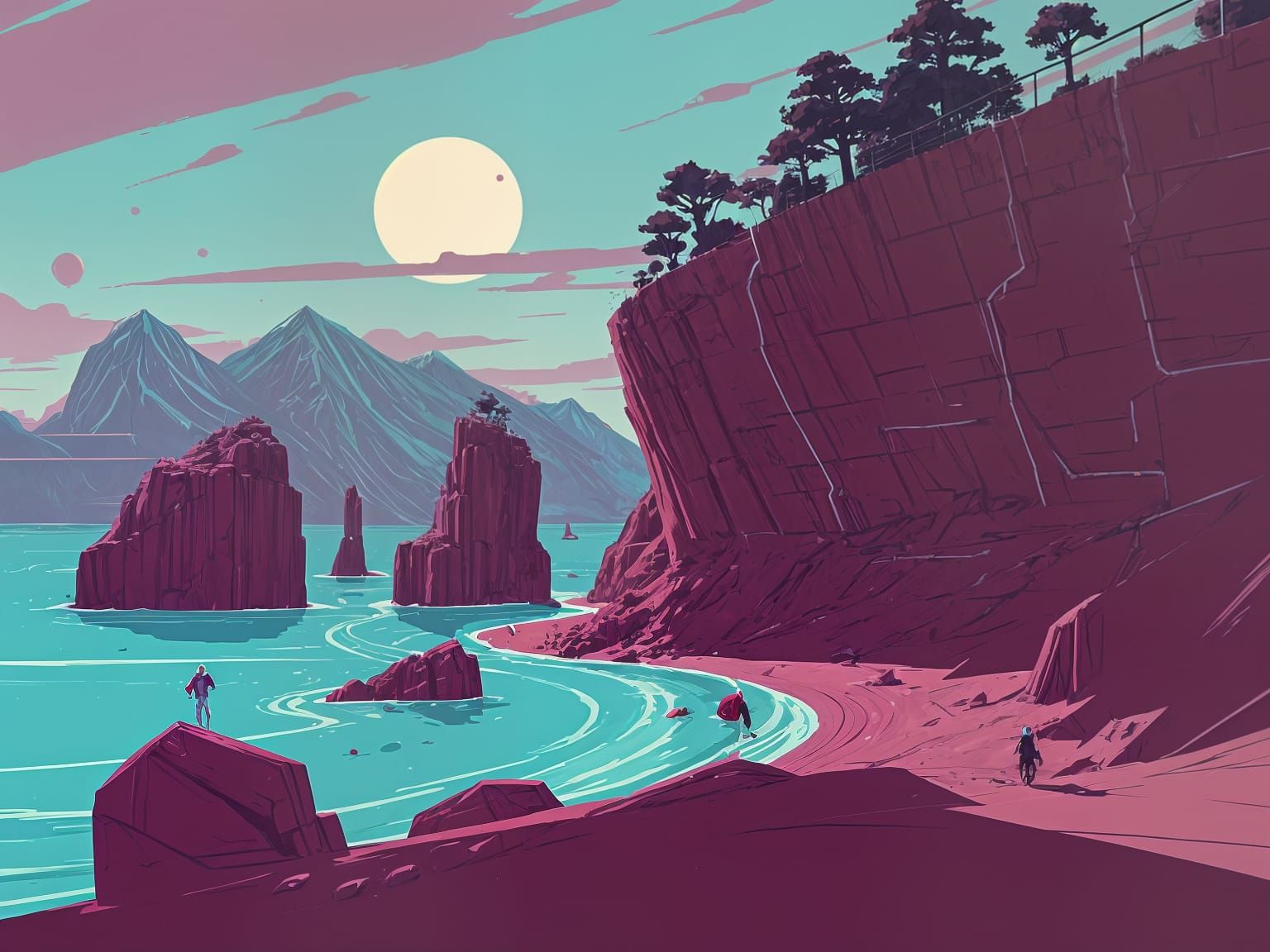 Retro-Futuristic Illustration in Gilleard Style