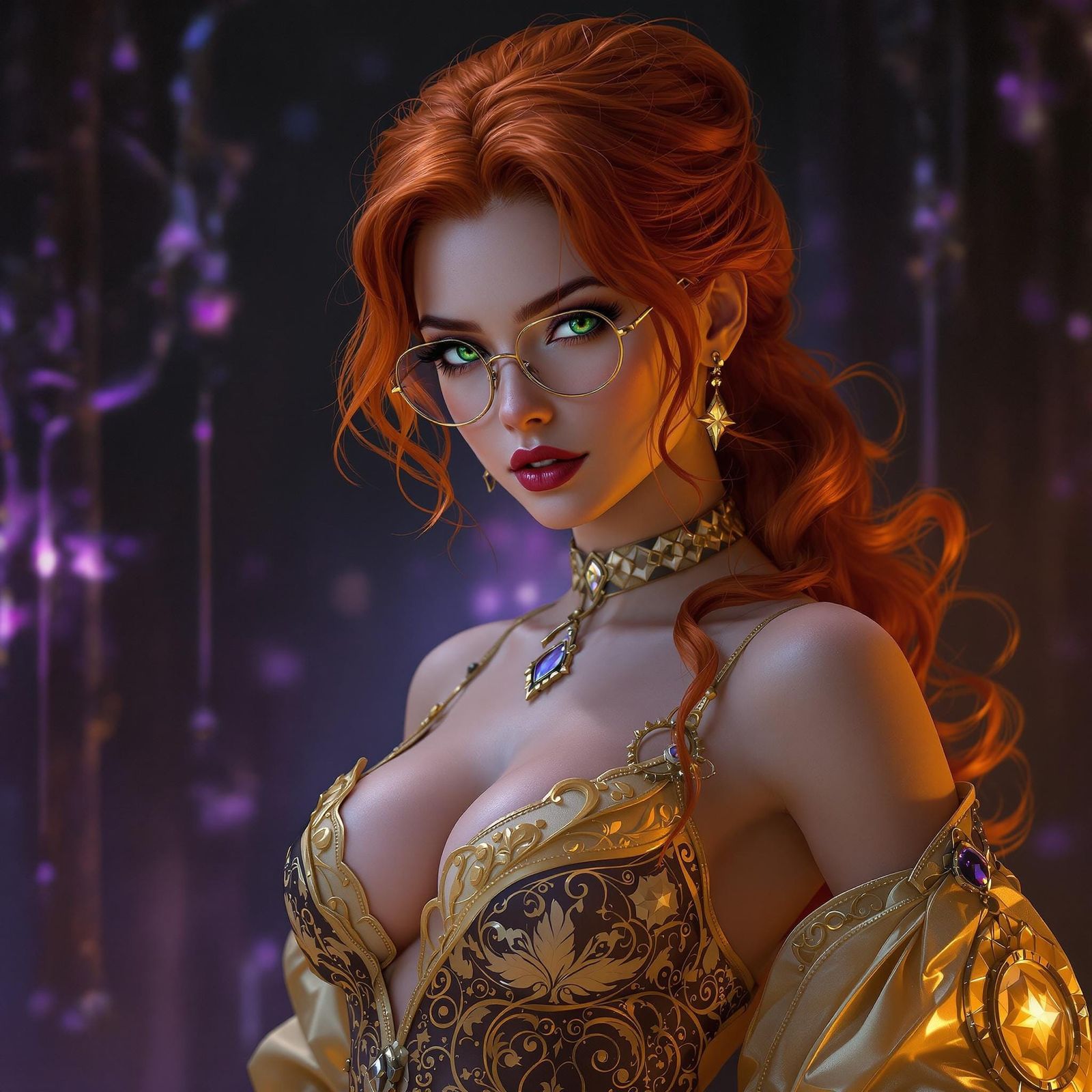 Red-Haired Woman in Dark Fantasy Style