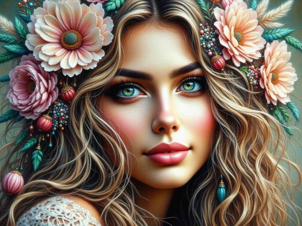 Glamorous Woman in Baroque-Inspired Opulence