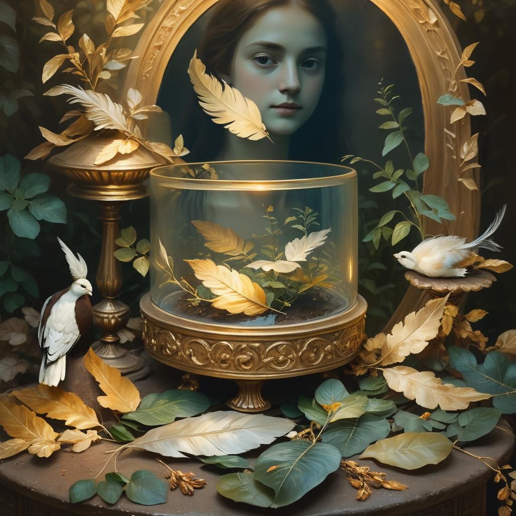 Renaissance Portrait of Serene Woman in Garden