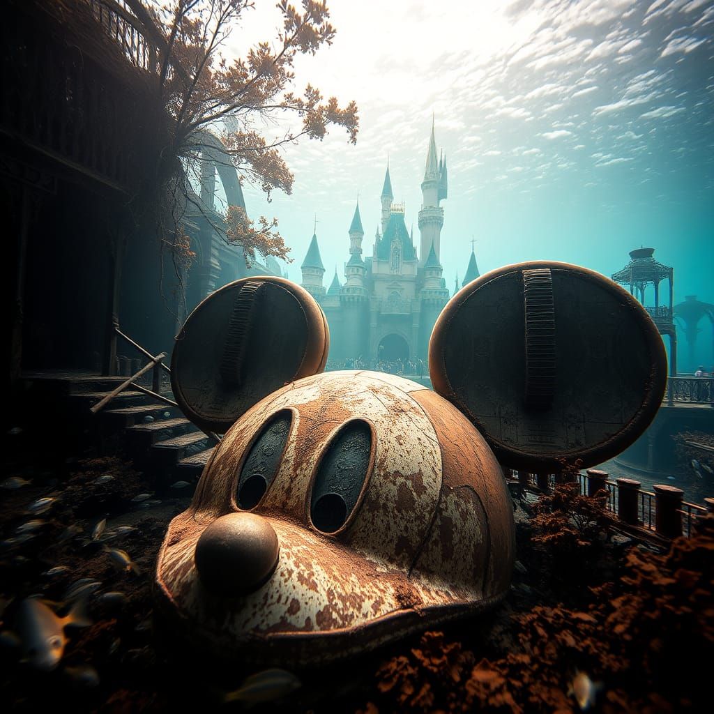 Eerily Sunken Disneyland Theme Park