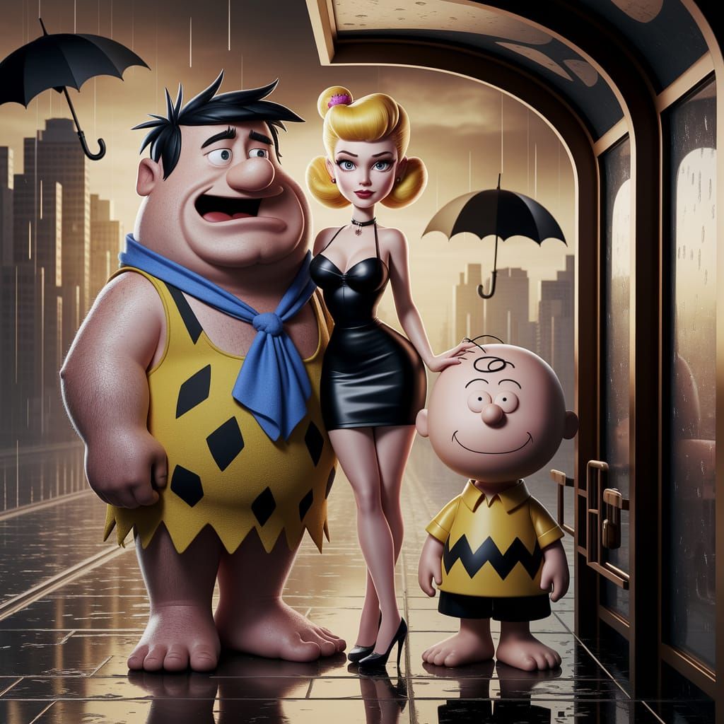 Bus stop in the rain