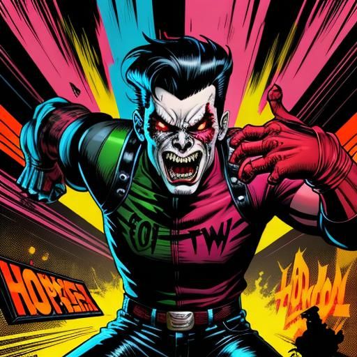 Teenager's Fright at Sock Hop in Comic Book Style