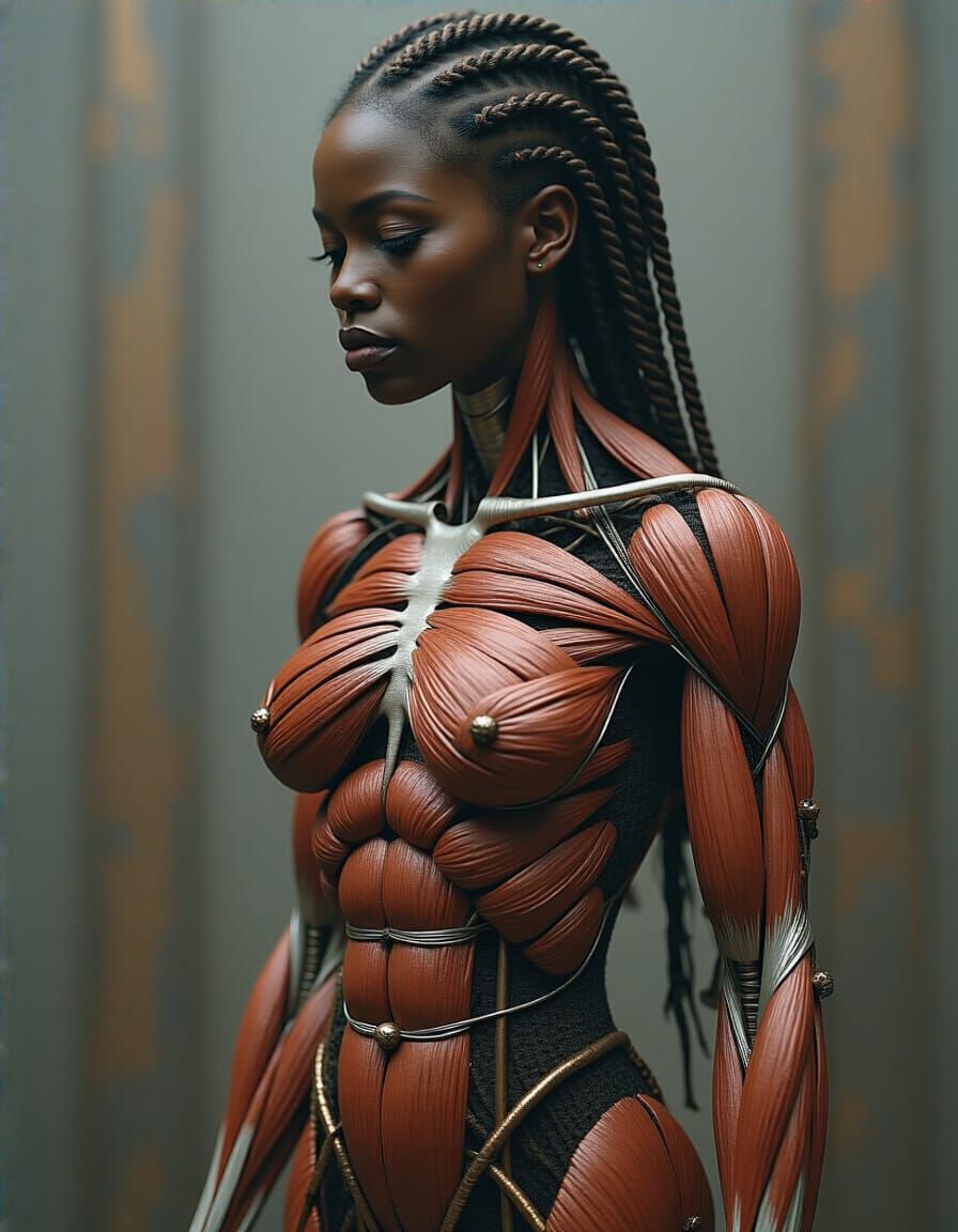 Industrial Portrait of Woman in Metallic Wire