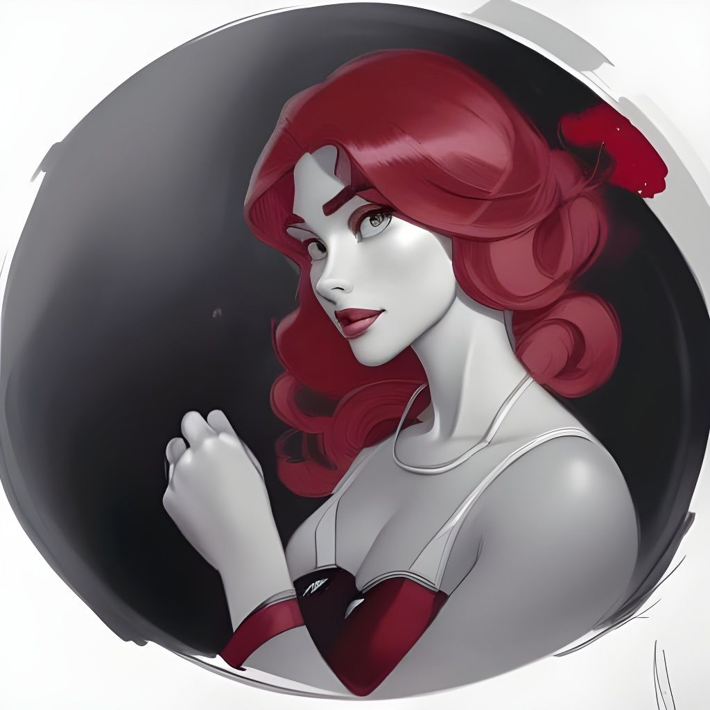 Striking Black, White, and Red Sketch of a Woman