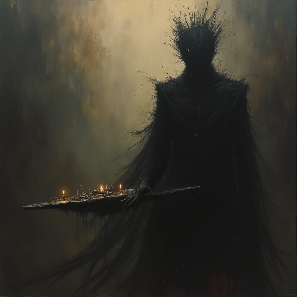 Dark Fantasy Painting in a Cyberpunk Aesthetic