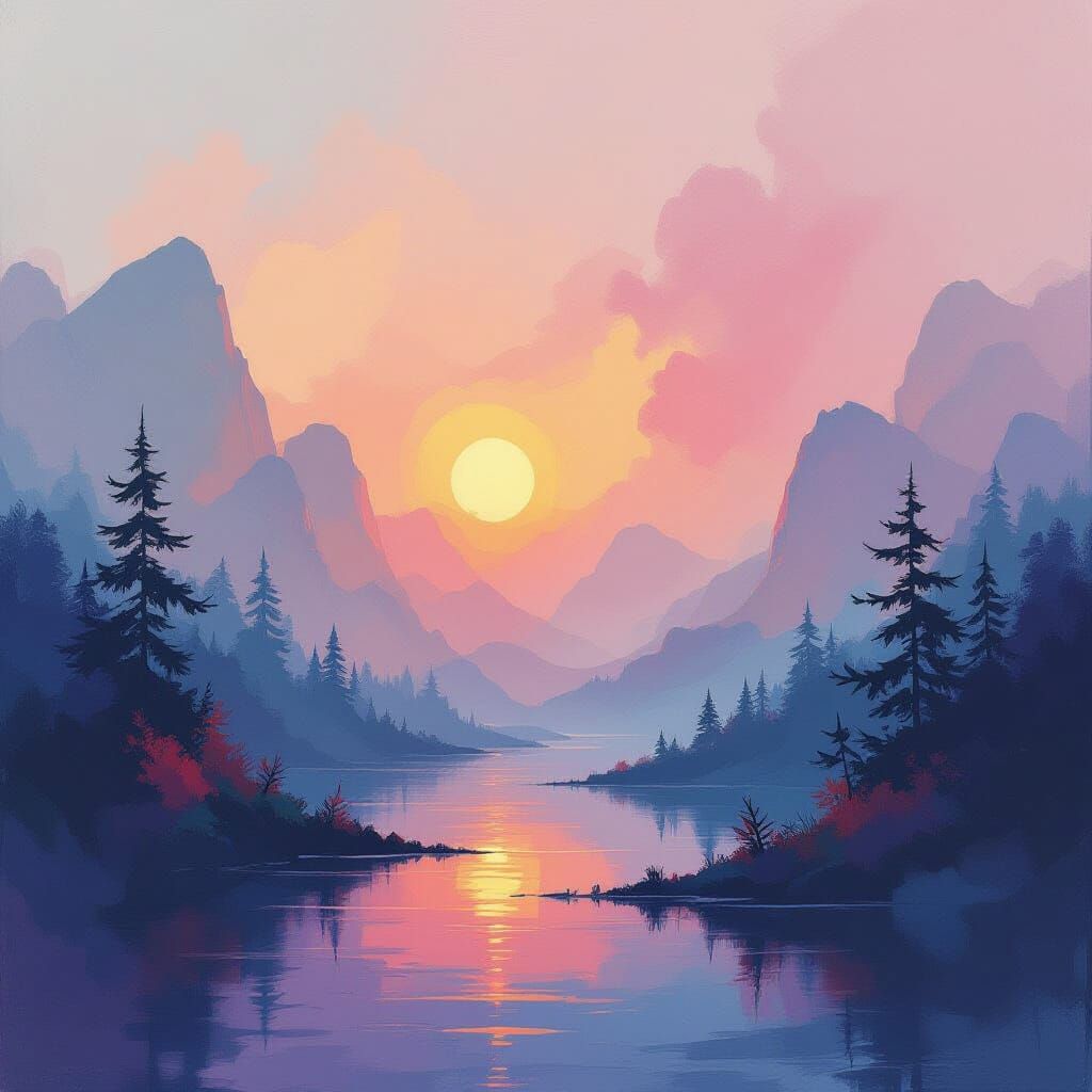 Ethereal Scene in Rothko and Dali Style