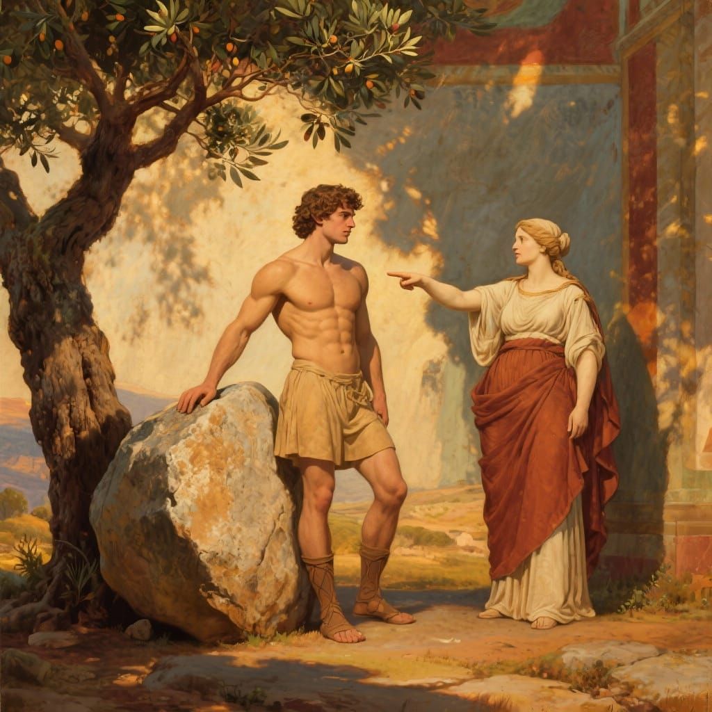 Theseus and Aethra by the Stone of Destiny