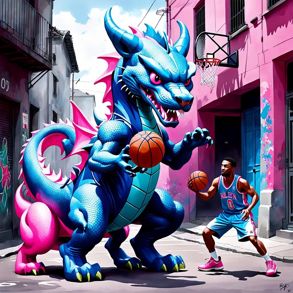 The blue dragon plays basketball 02.