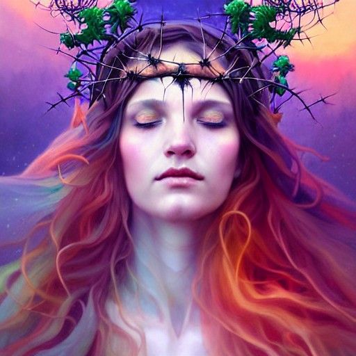 Ethereal Druid Goddess Portrait in Maximalist Style