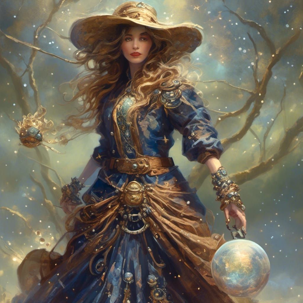 Cosmic Peddler of Magical Clothing in Sci-Fi Style