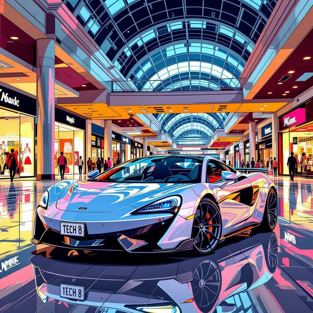 McLaren TECH 8 in West Edmonton Mall Comic Style