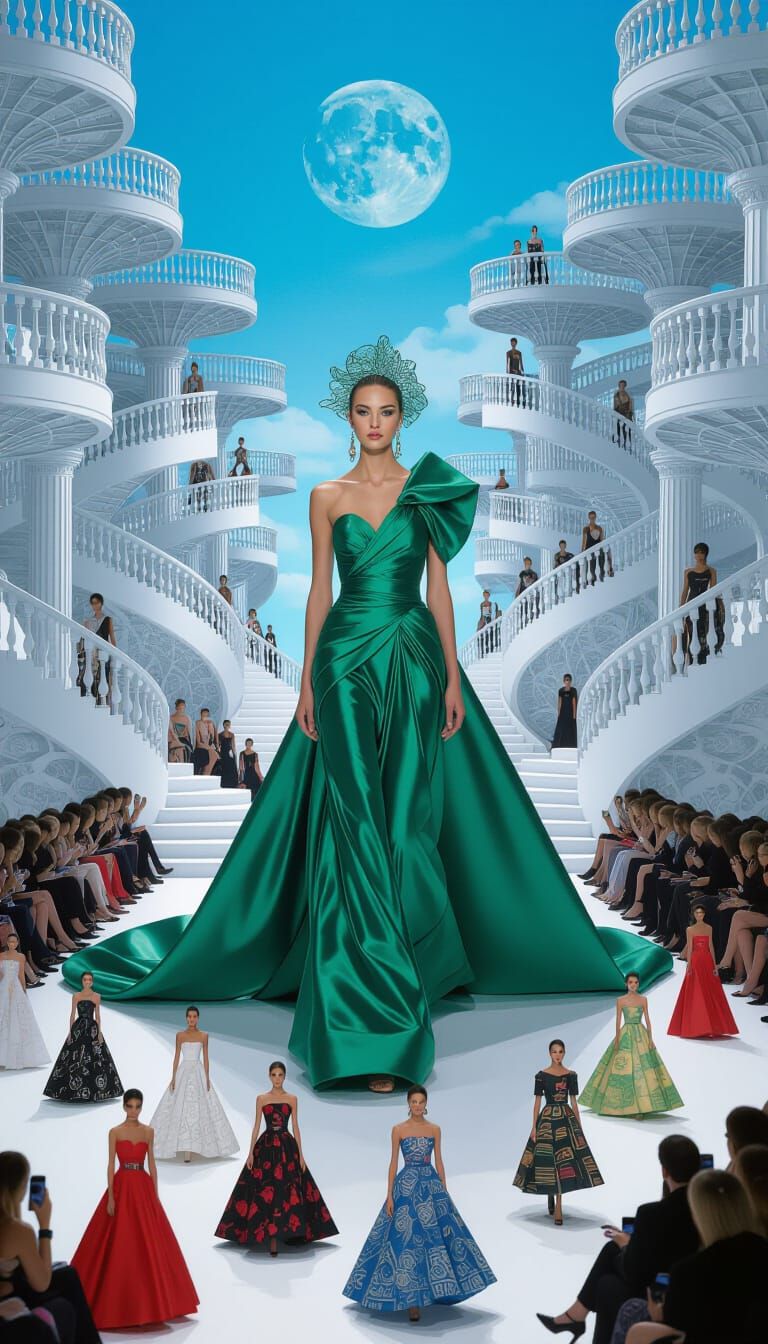 Colossal Goddesses in Surrealist Architecture Under Azure Sk...