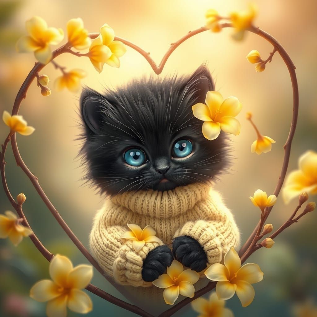 Ethereal Fantasy Kitten in Chibi Style with Pastel Colors an...