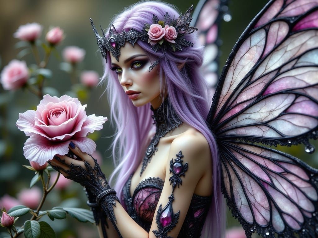 Translucent Bone Fairy Mesmerized by Rose