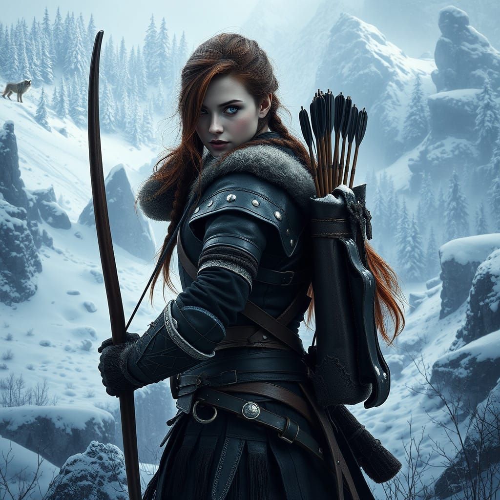 Nordic Huntress in Snowy Wilderness