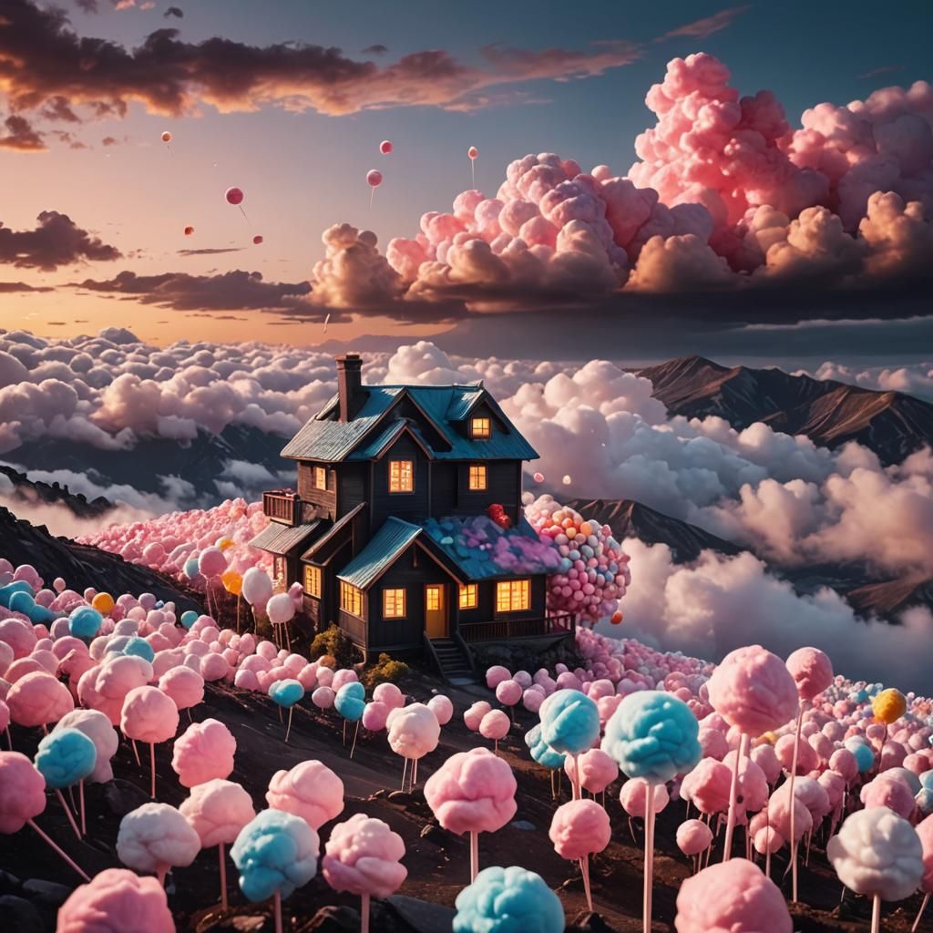 House on Candy Mountain in Hyperrealistic Style