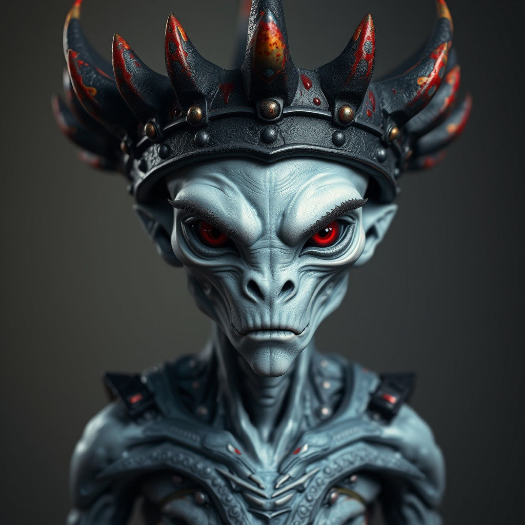 Alien Warrior with War Crown in Fantasy Art Style