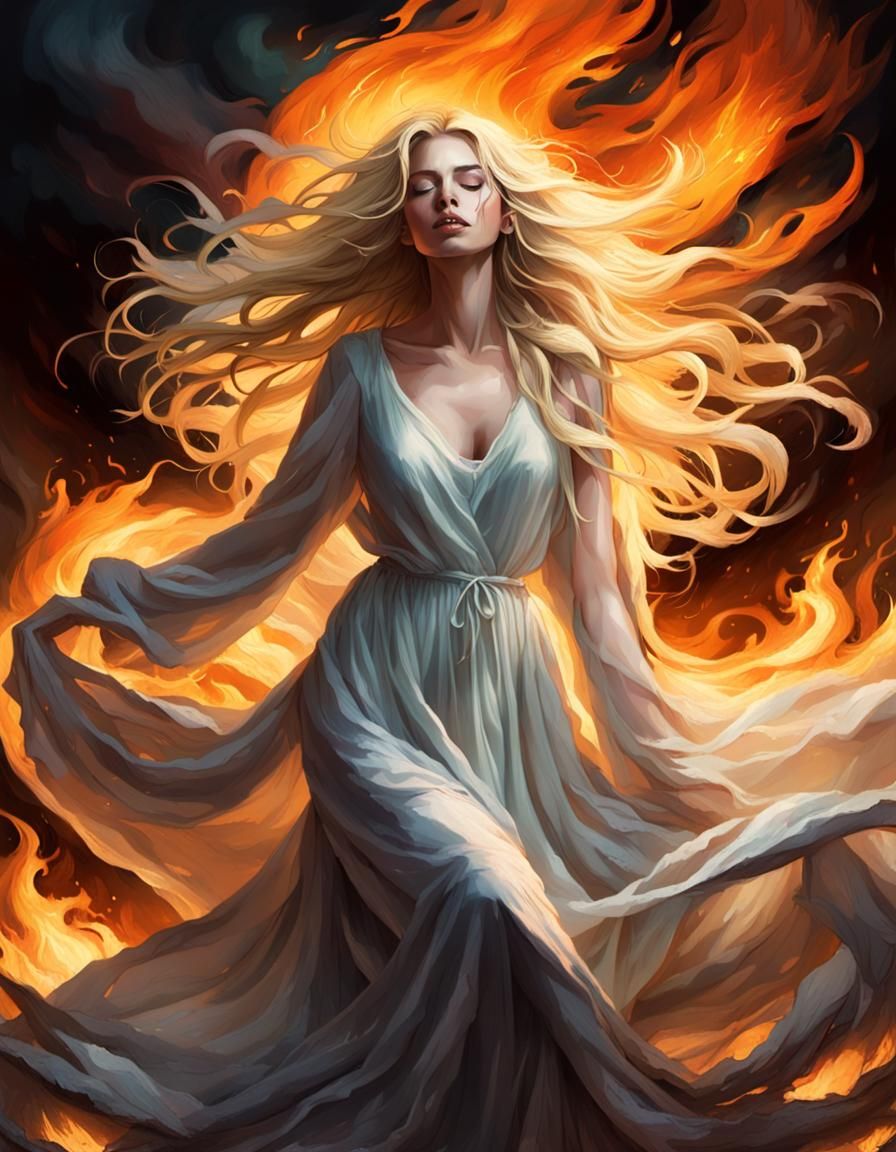 Nightmarish Inferno: Woman Engulfed in Flames