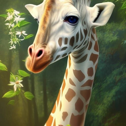 White Giraffe in Fantasy Forest Concept Art