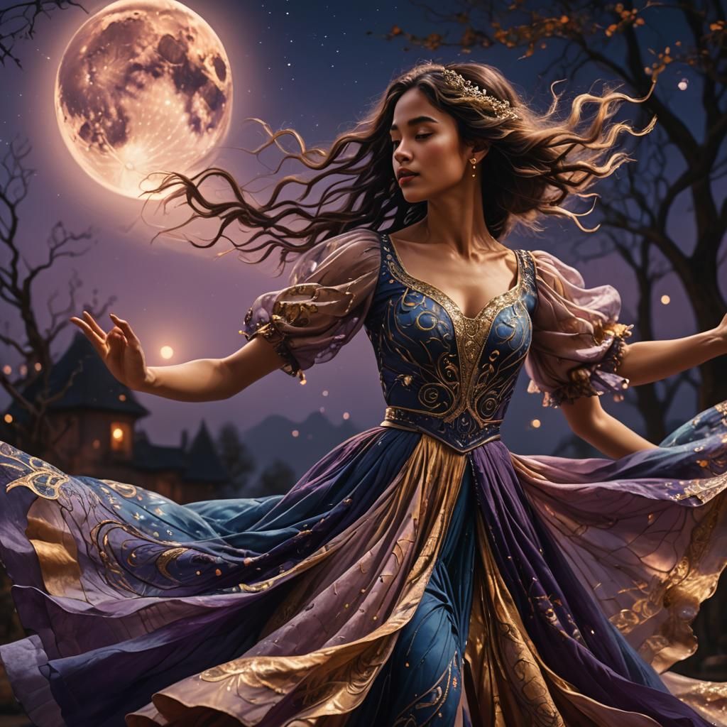 Moonlit Dancer in Detailed Fantasy Concept Art