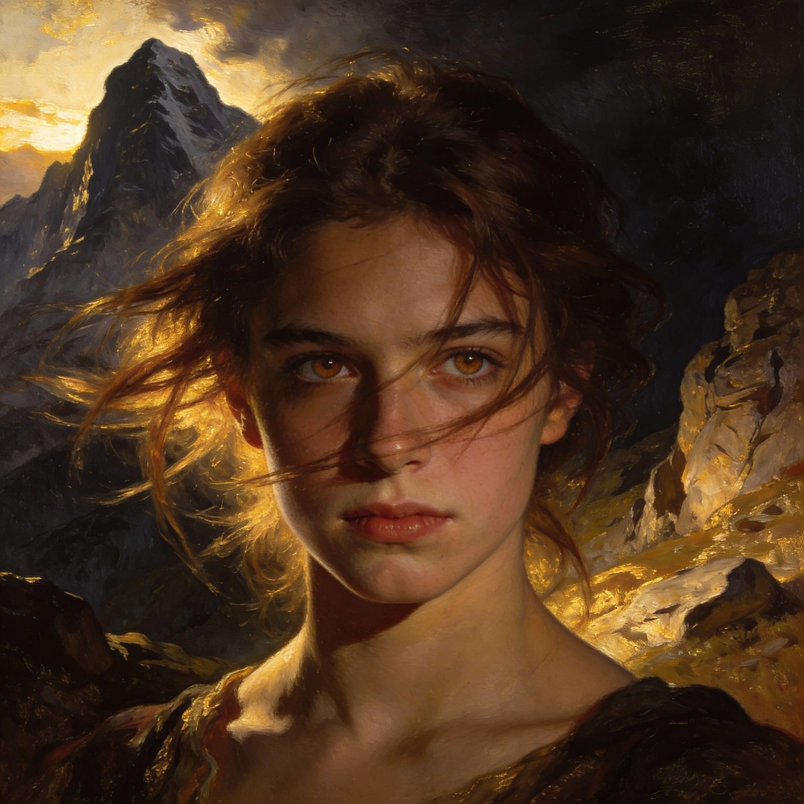 Stunning 18-Year-Old Girl in Dramatic Chiaroscuro Sunlight