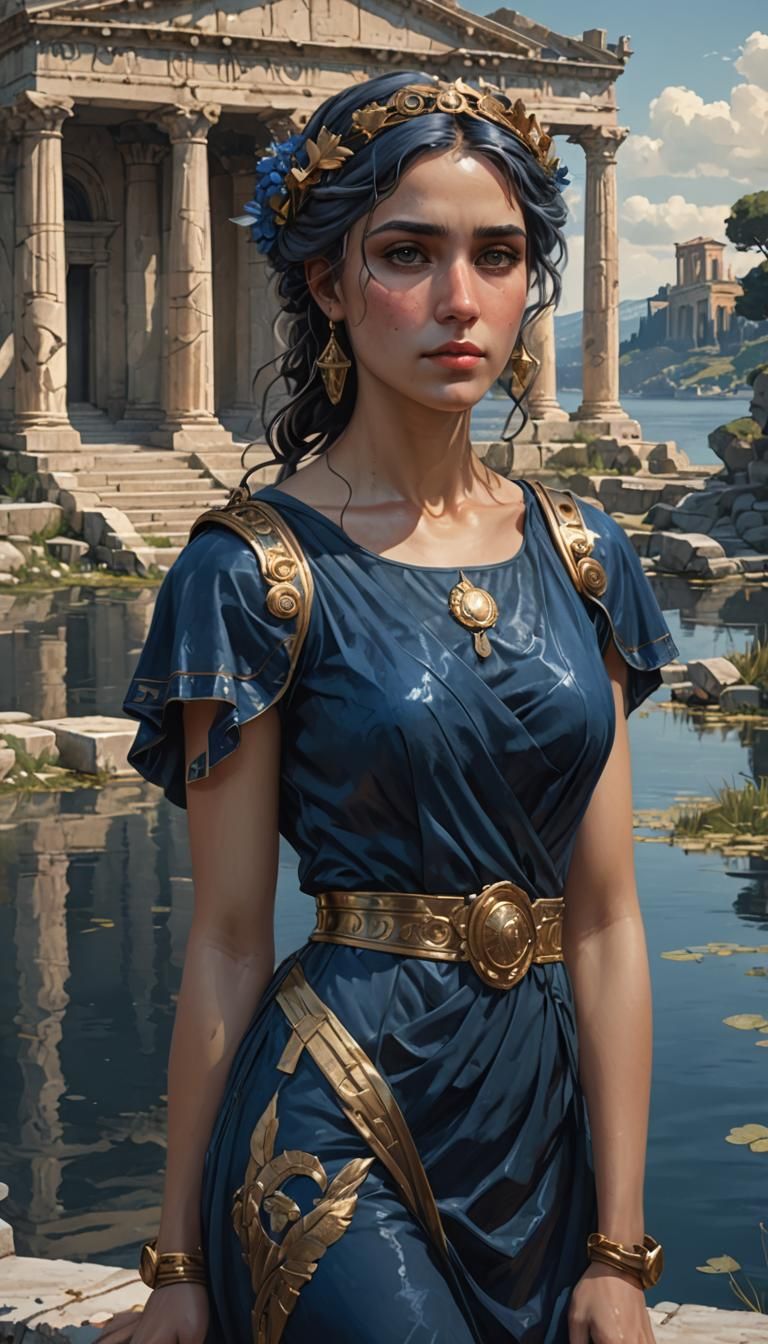 Roman Woman on the Coast: Hyperdetailed Portrait