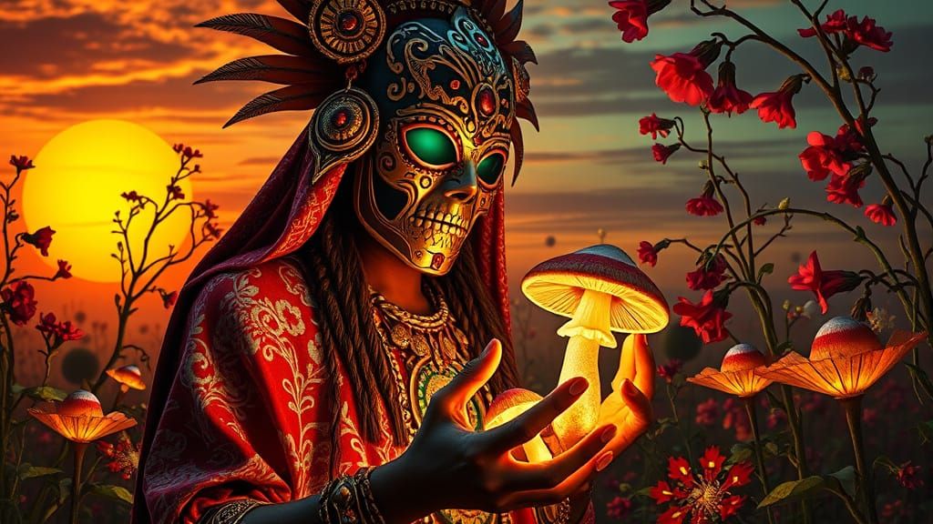 Enchanted Shaman in Golden Ornamentation