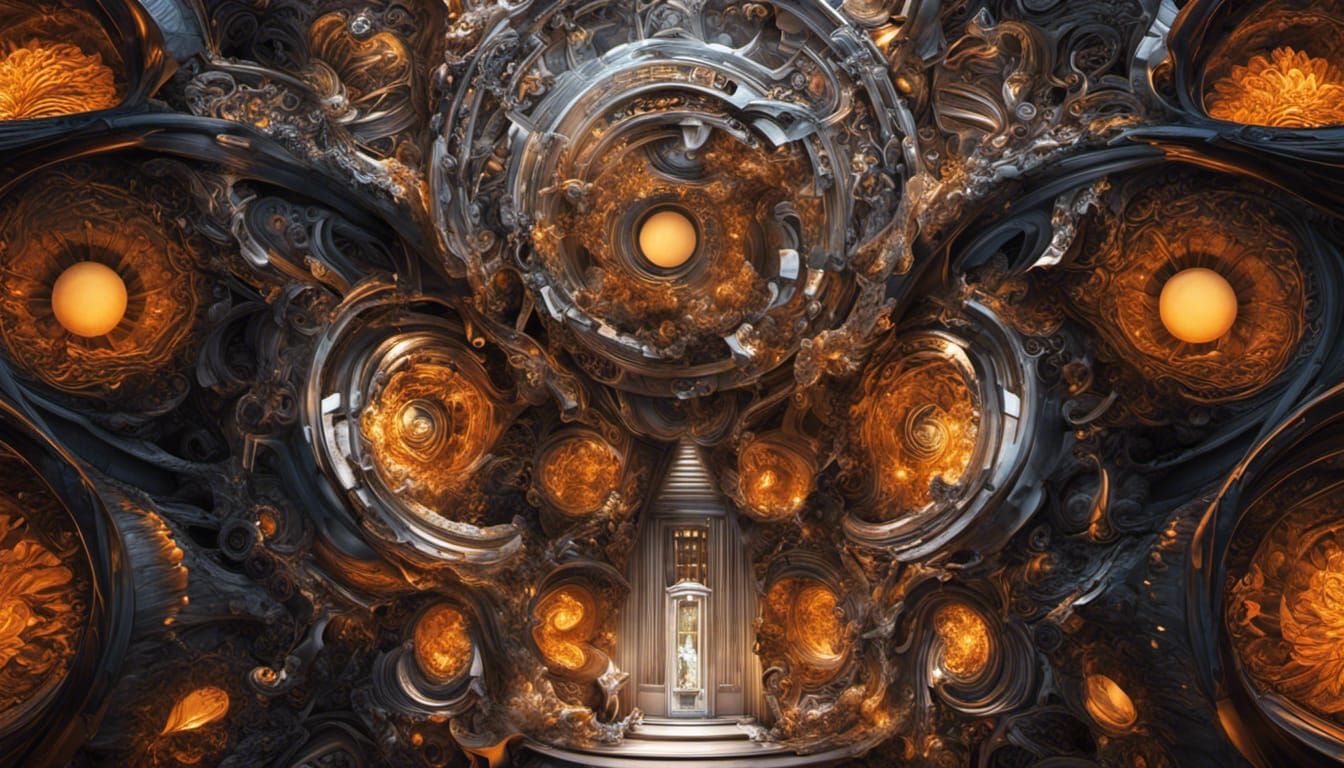 Chibi Fox of Filigree Flowers in Cyberpunk Style