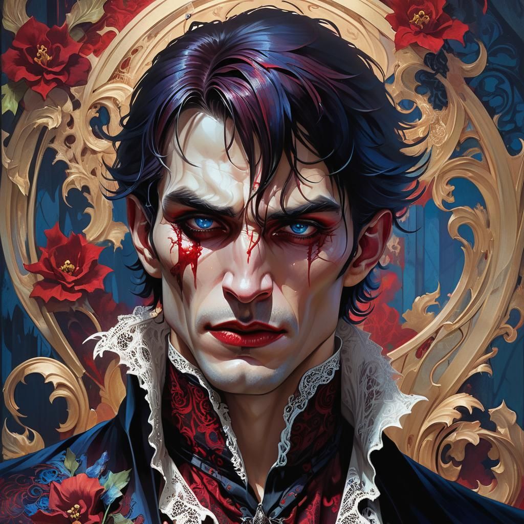 Vampire Portrait in Gothic Fantasy Style