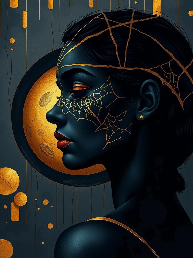 Afrofuturist Portrait: Woman in Gold Leaf