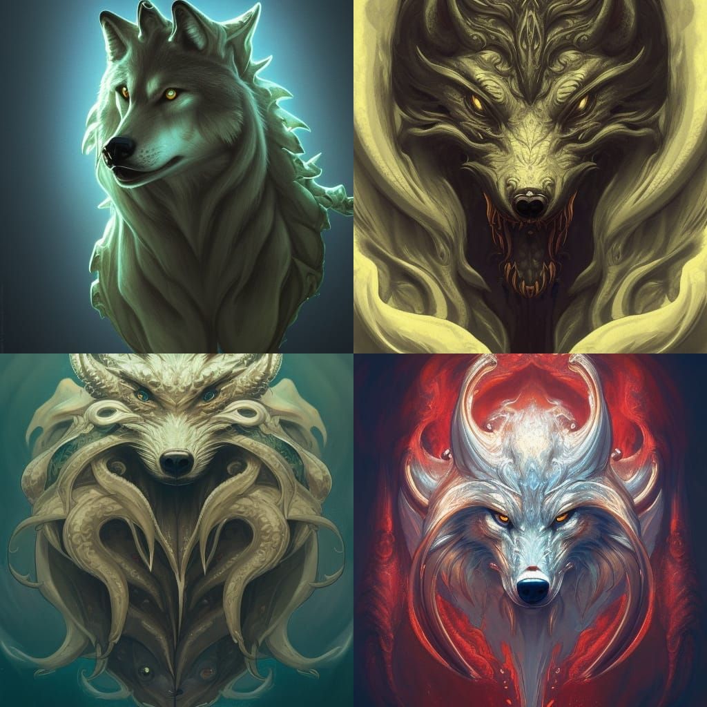 Wolf Cthulhu Logo in Hyperdetailed Digital Art