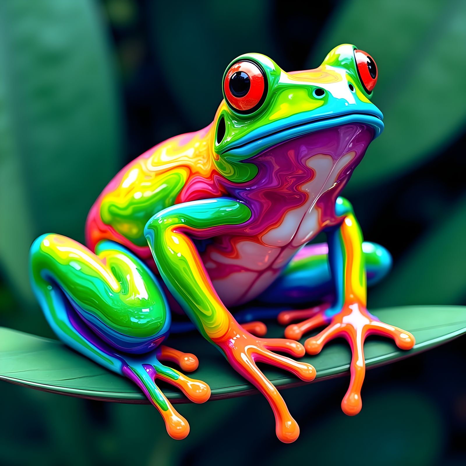 Trippy Rainbow Frog in 3D