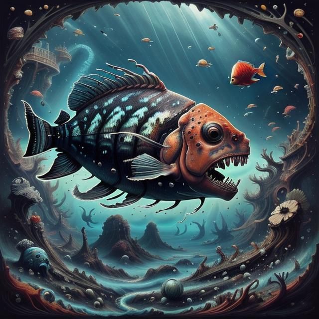 Surreal Deep Ocean Wreckfish in Fantasy Style