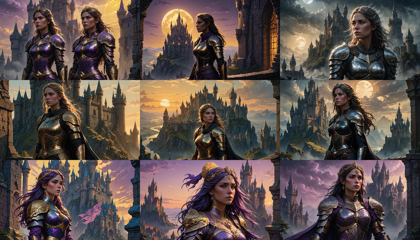 Warrior Princess in Dark Fantasy Landscape