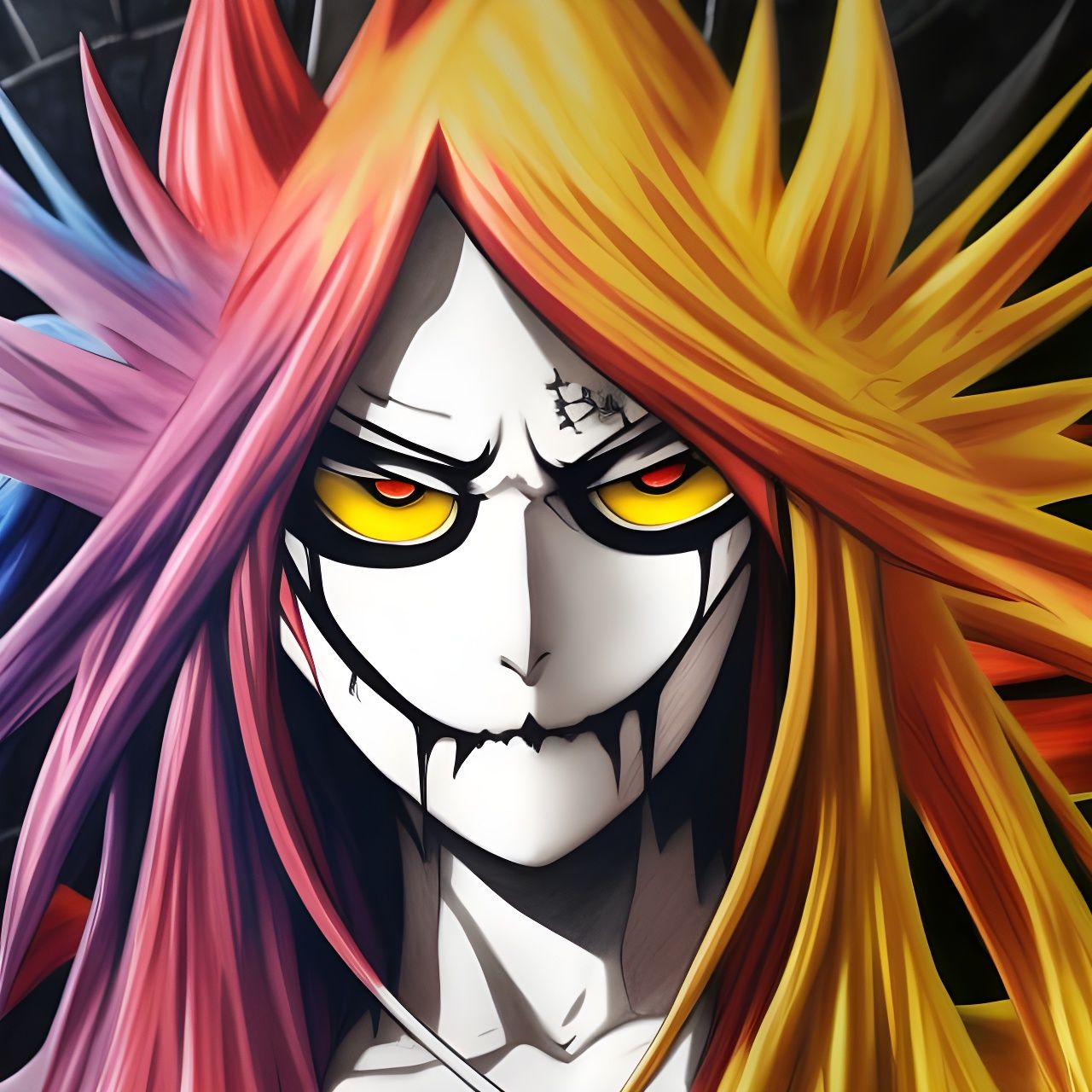 Wax crayon drawing: Demon Girl