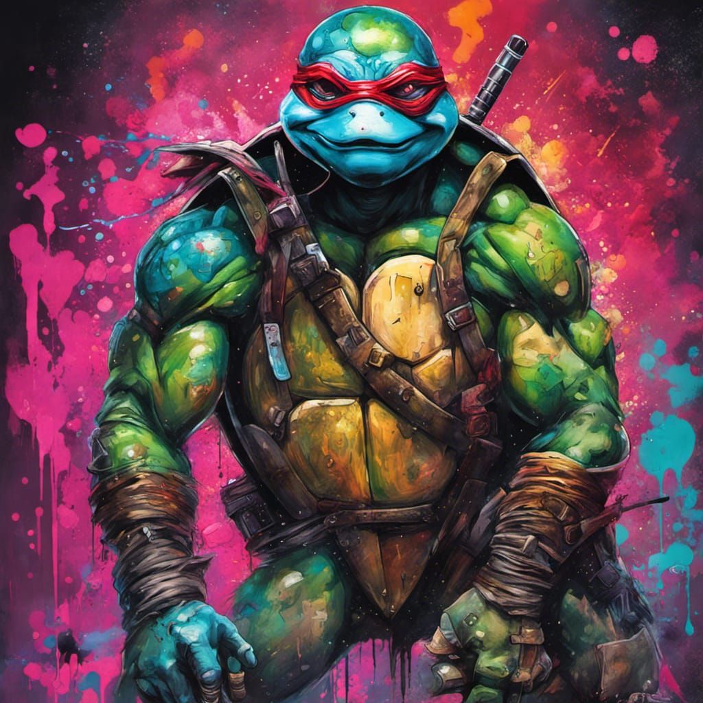 Cyberpunk Ninja Turtle Graffiti Art