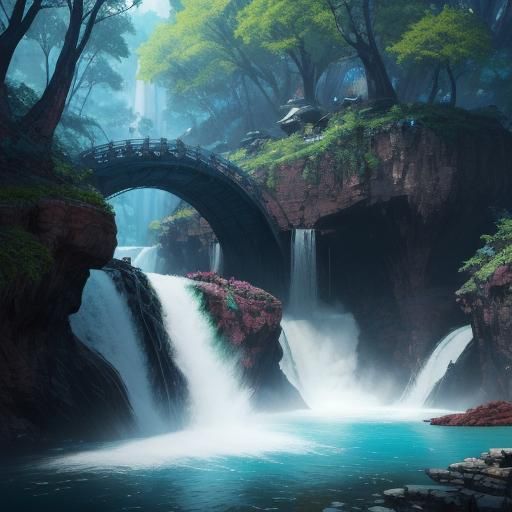 Greninja in a Sunny Swamp: Detailed Matte Painting