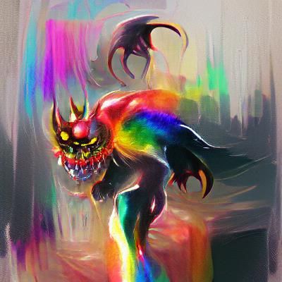 Rainbow Demon: A Colorful, Surreal Creation