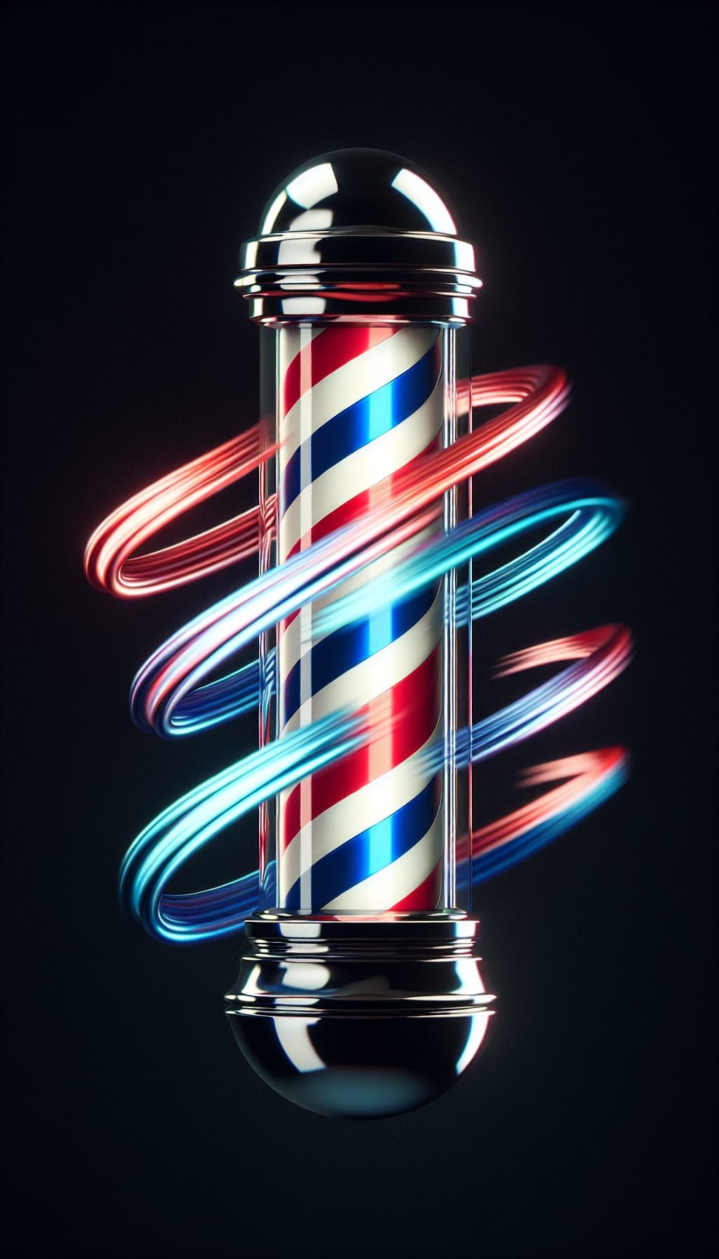 Vintage Barber Shop Pole on Black Background