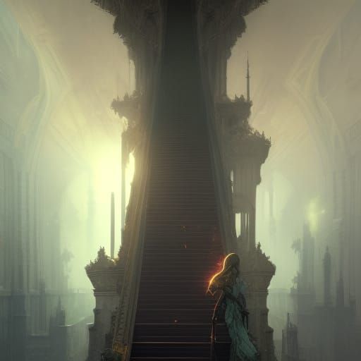 Endless Staircase in Dark Fantasy Style